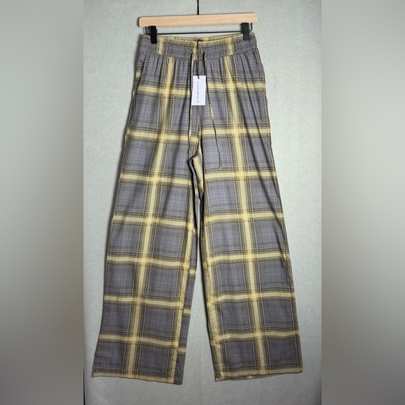Brand New WeWoreWhat Pull On Pajama Bottoms Plaid Yellow NWT - Picture 1 of 10